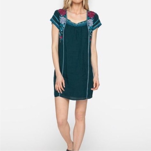 Johnny Was Eden Forest Linen Tunic Women's Small Turquoise Embroidered Dress - Picture 1 of 8